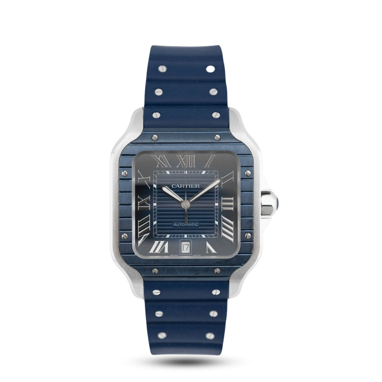 Elegant Cartier Santos-Inspired Automatic Men's Wristwatch with Distinctive Square Bezel