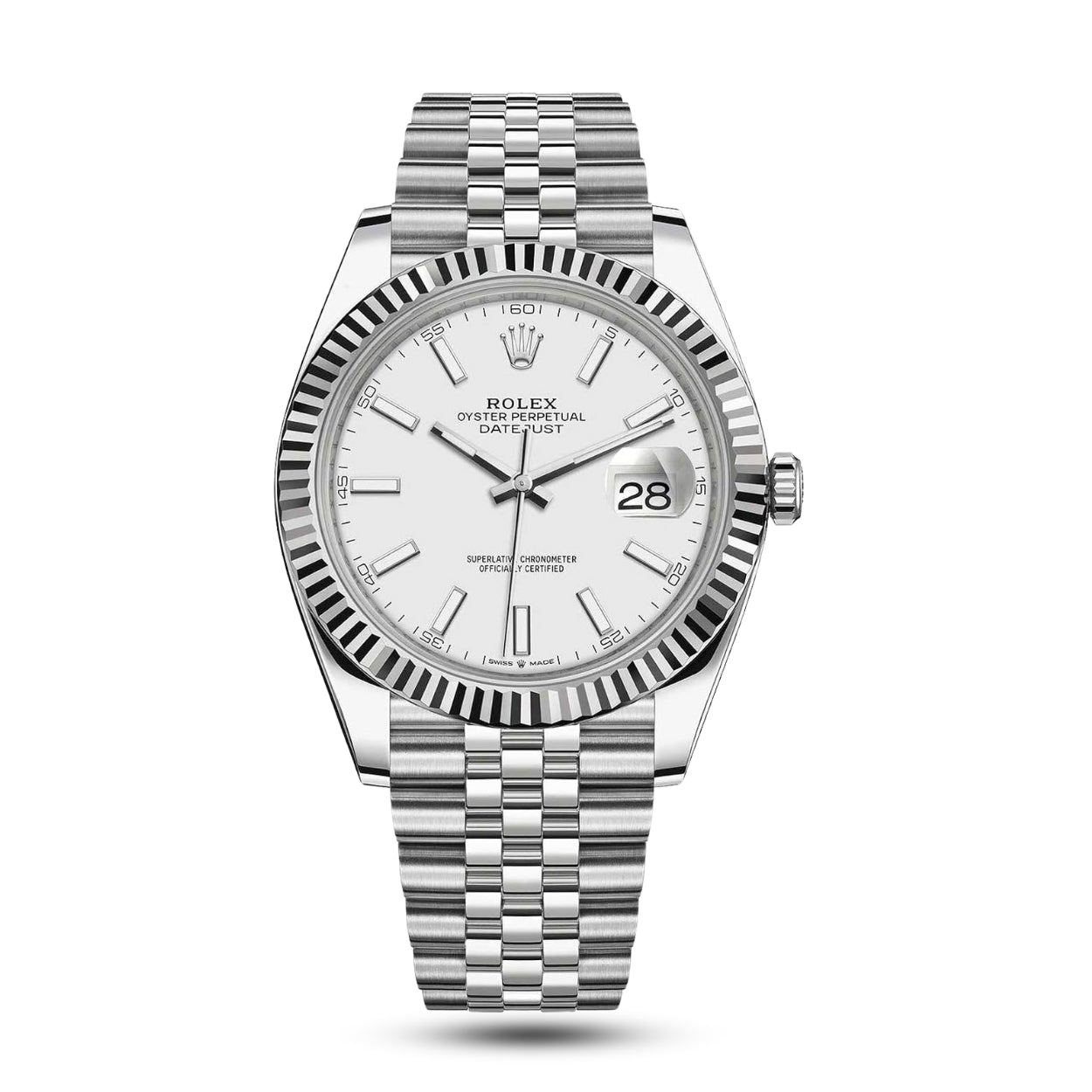 Men's 41mm White Dial Jubilee Band Automatic Stainless Steel Watch