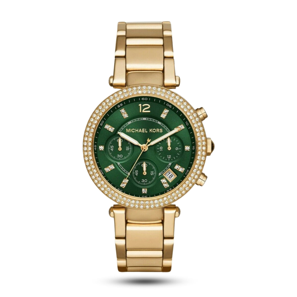 Elegant Michael Kors MK6263 Women's Gold-Tone Chronograph Watch Dazzling Crystals