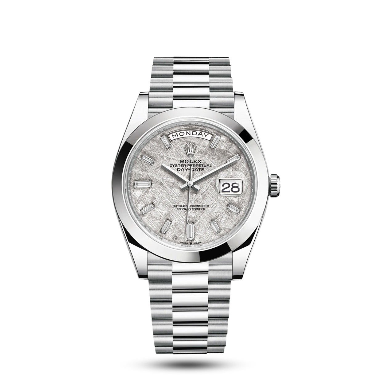 Exquisite Rolex Day-Date Platinum Meteorite Dial Automatic Men's Luxury Watch