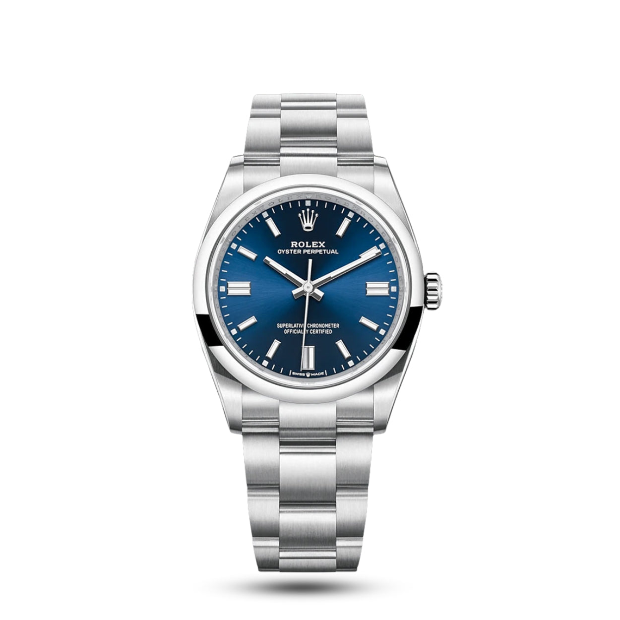 Rolex Oyster Perpetual Blue Dial Domed Bezel 36mm Automatic Luxury Watch