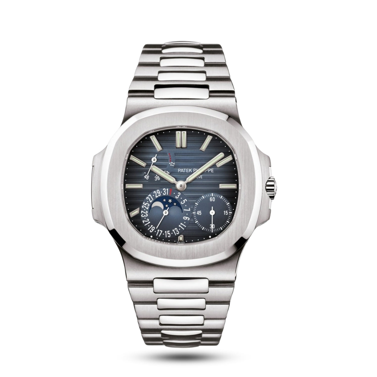 Patek Philippe Nautilus Luxury Sport Watch, Automatic Movement, Blue Dial