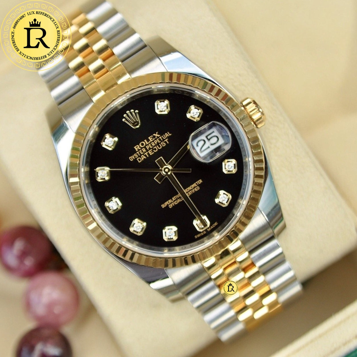 Exquisite Rolex Datejust 36mm Automatic Steel & Gold Fluted Bezel Watch