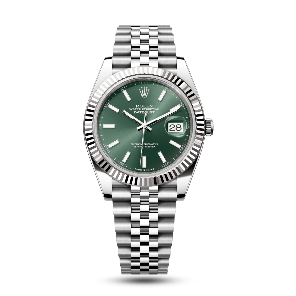 Elegant 41mm Datejust Automatic Watch with Vibrant Green Dial