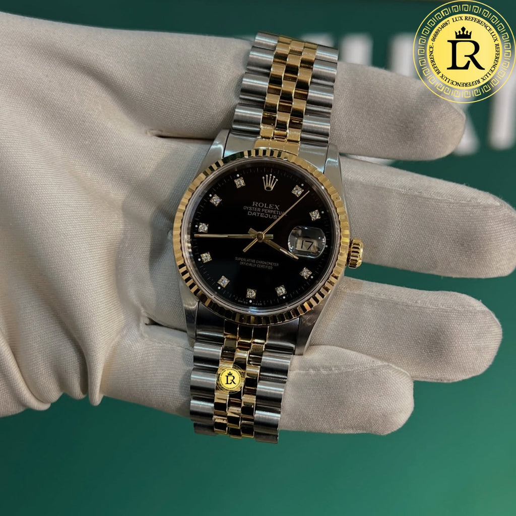 Exquisite Rolex Datejust 36mm Automatic Steel & Gold Fluted Bezel Watch