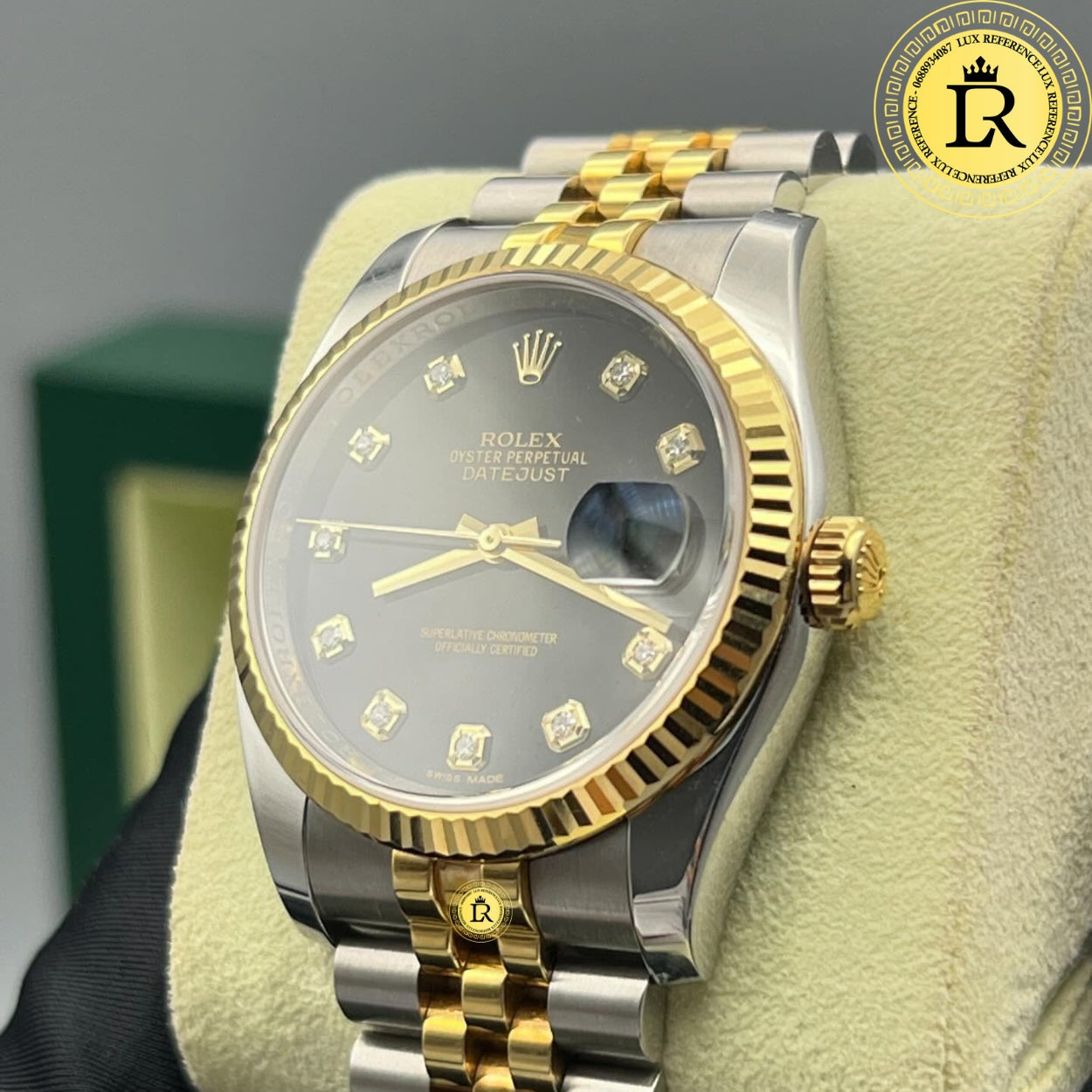 Exquisite Rolex Datejust 36mm Automatic Steel & Gold Fluted Bezel Watch